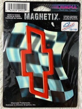 Vintage Chroma Magnetix Chevrolet Checkered Flag Magnet